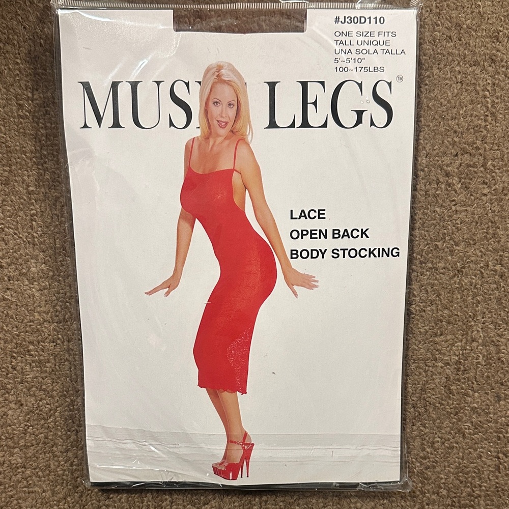Music Legs Red Lace Body Stocking